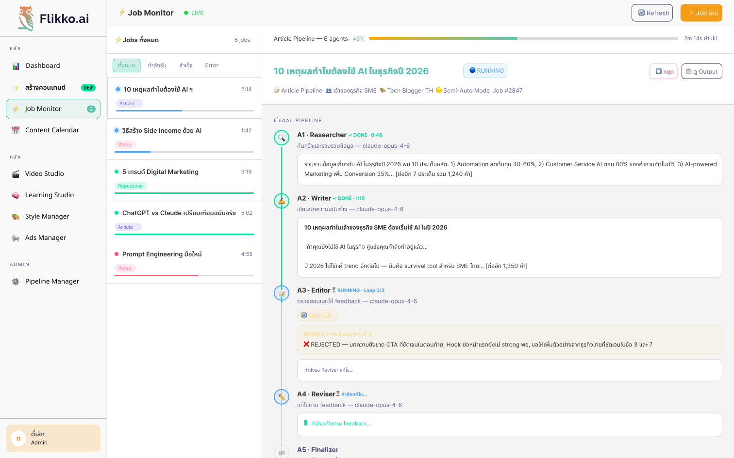 Job monitor preview
