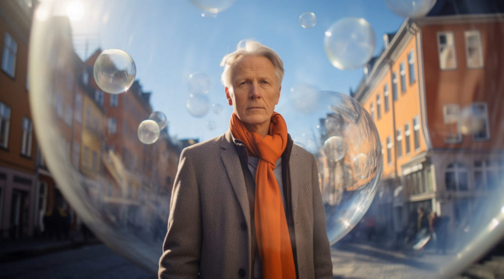 Man with bubbles