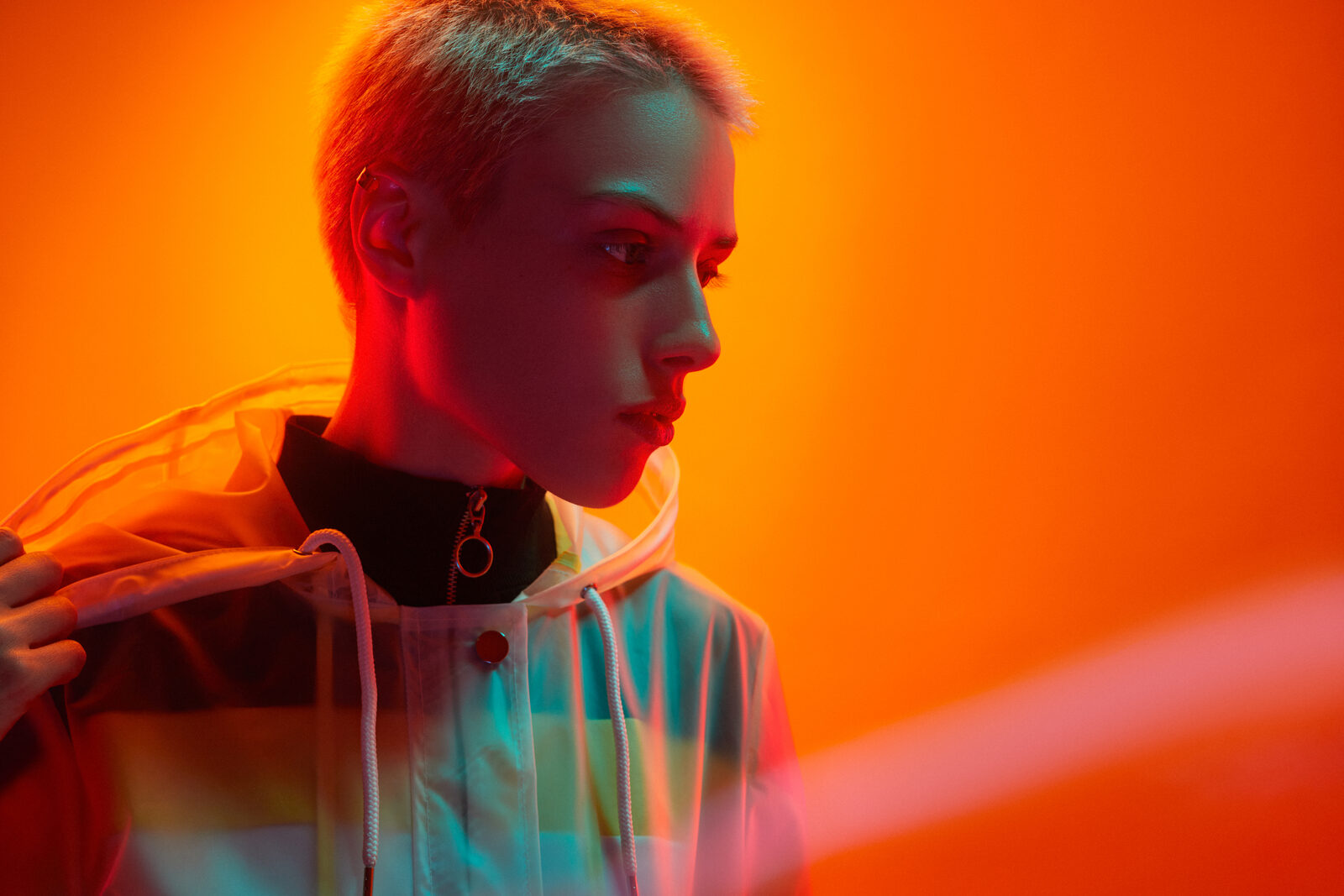Portrait with neon lighting